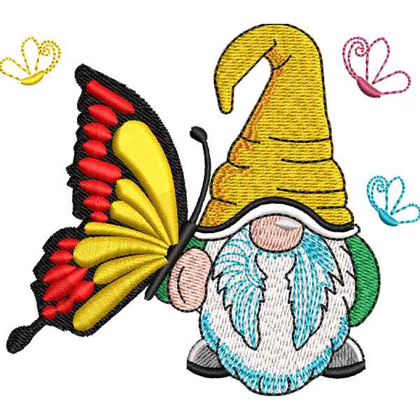 Gnome With Butterfly Design