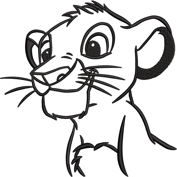 Baby Lion Outline Design