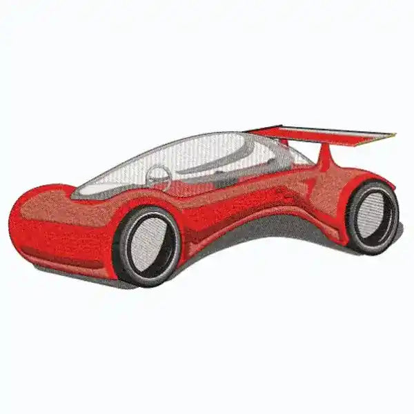 Modern Red Car Embroidery Design
