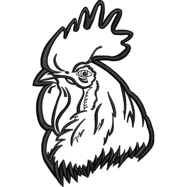 Outlined Rooster Face Design