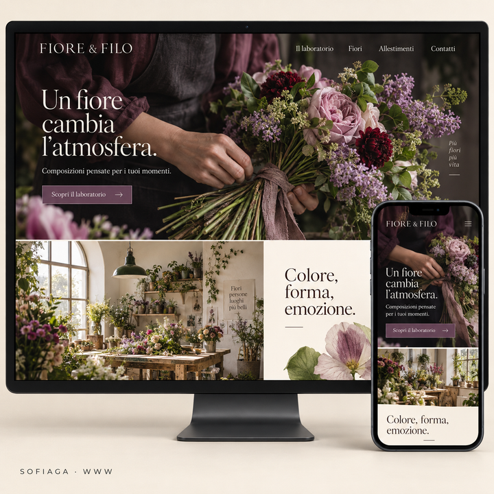 Florist website design concept by Sofiaga, shown on desktop and mobile.