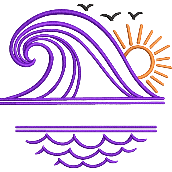 Sunset Wave Embroidery Design